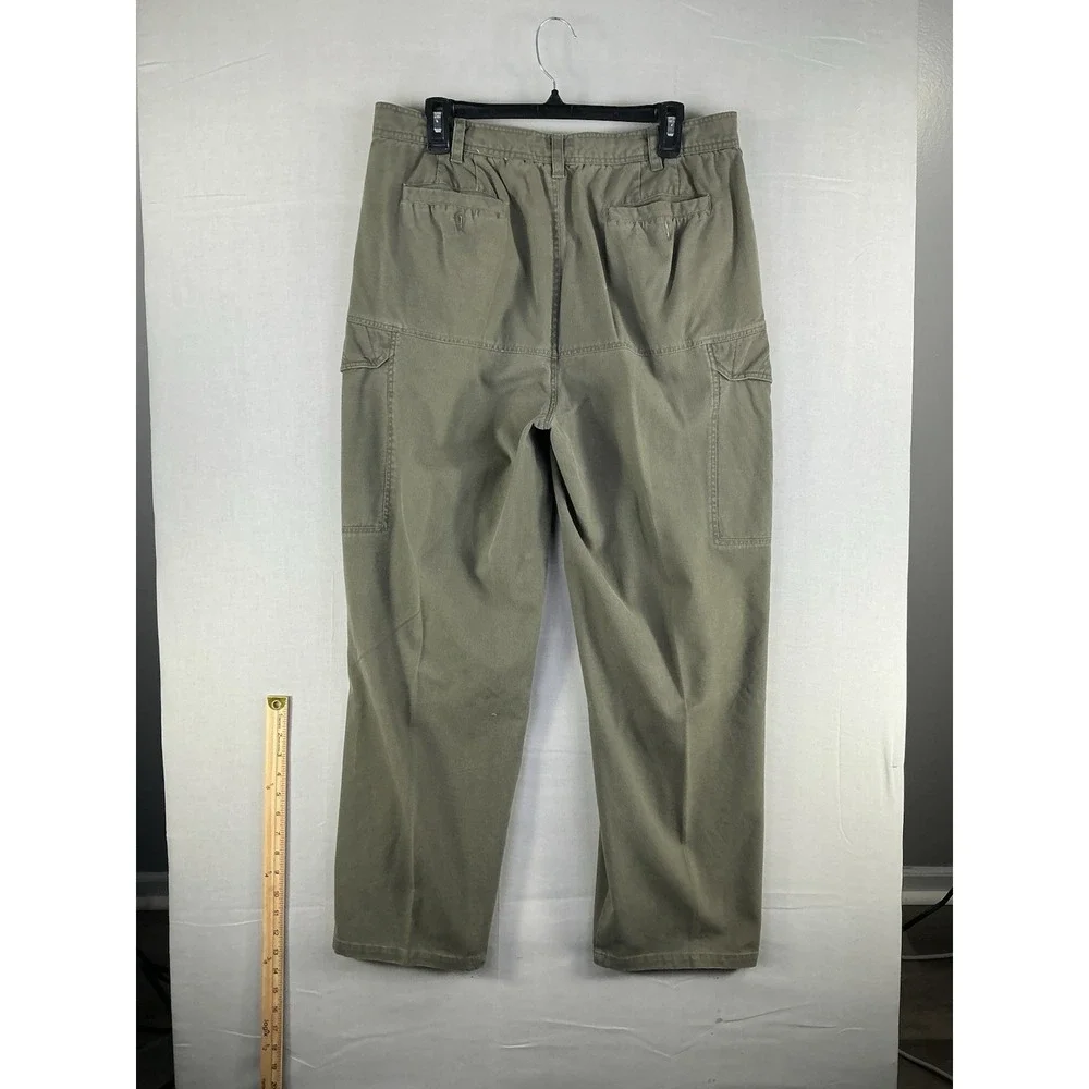 Falls Creek Cargo Pants Men's 36x30 Olive Green Relaxed Fit Cotton Utility